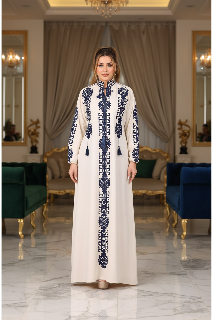 A1043 عبايه استقبال قطن شكل خليجي  كود