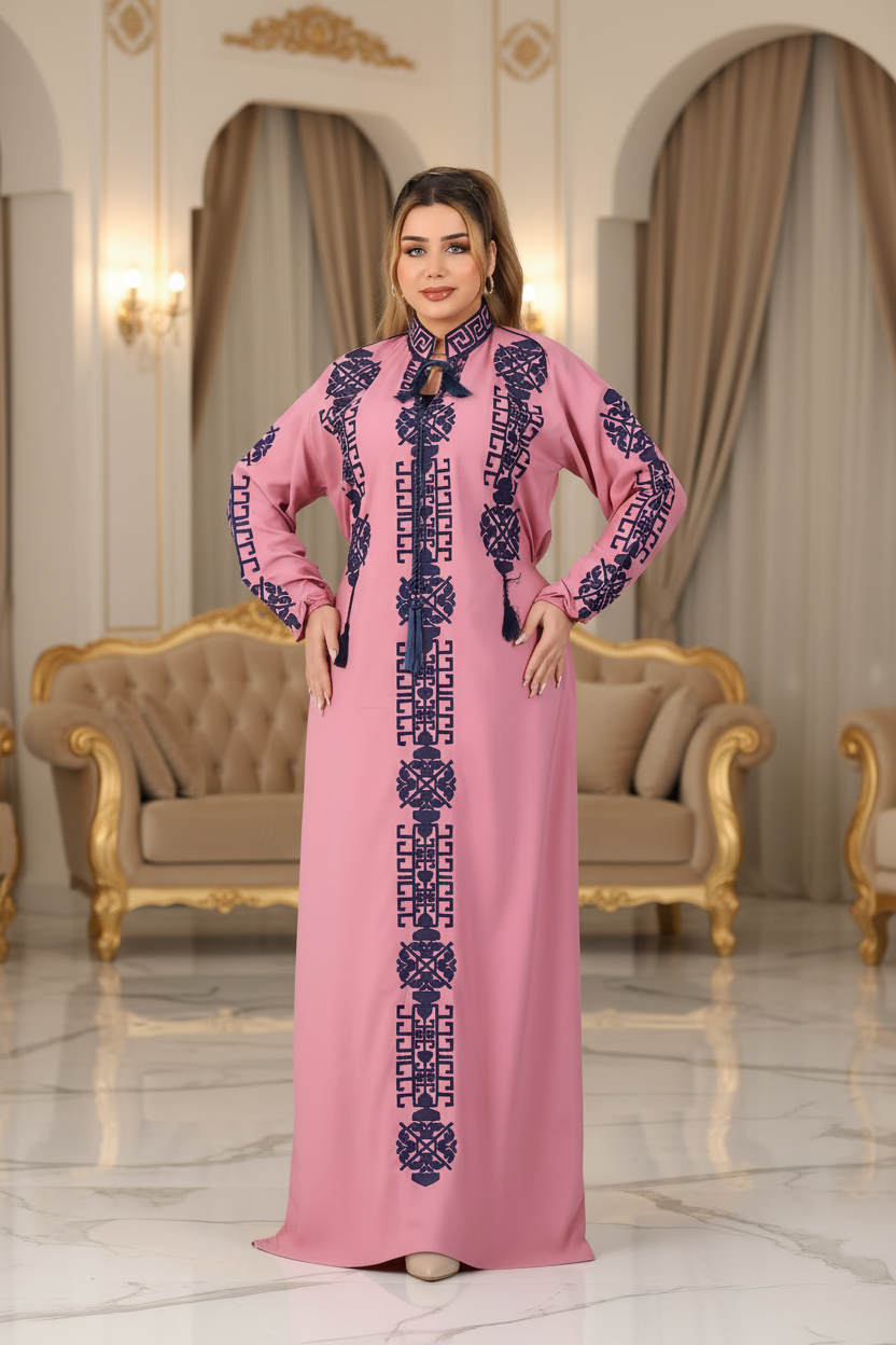 A1043 عبايه استقبال قطن شكل خليجي  كود