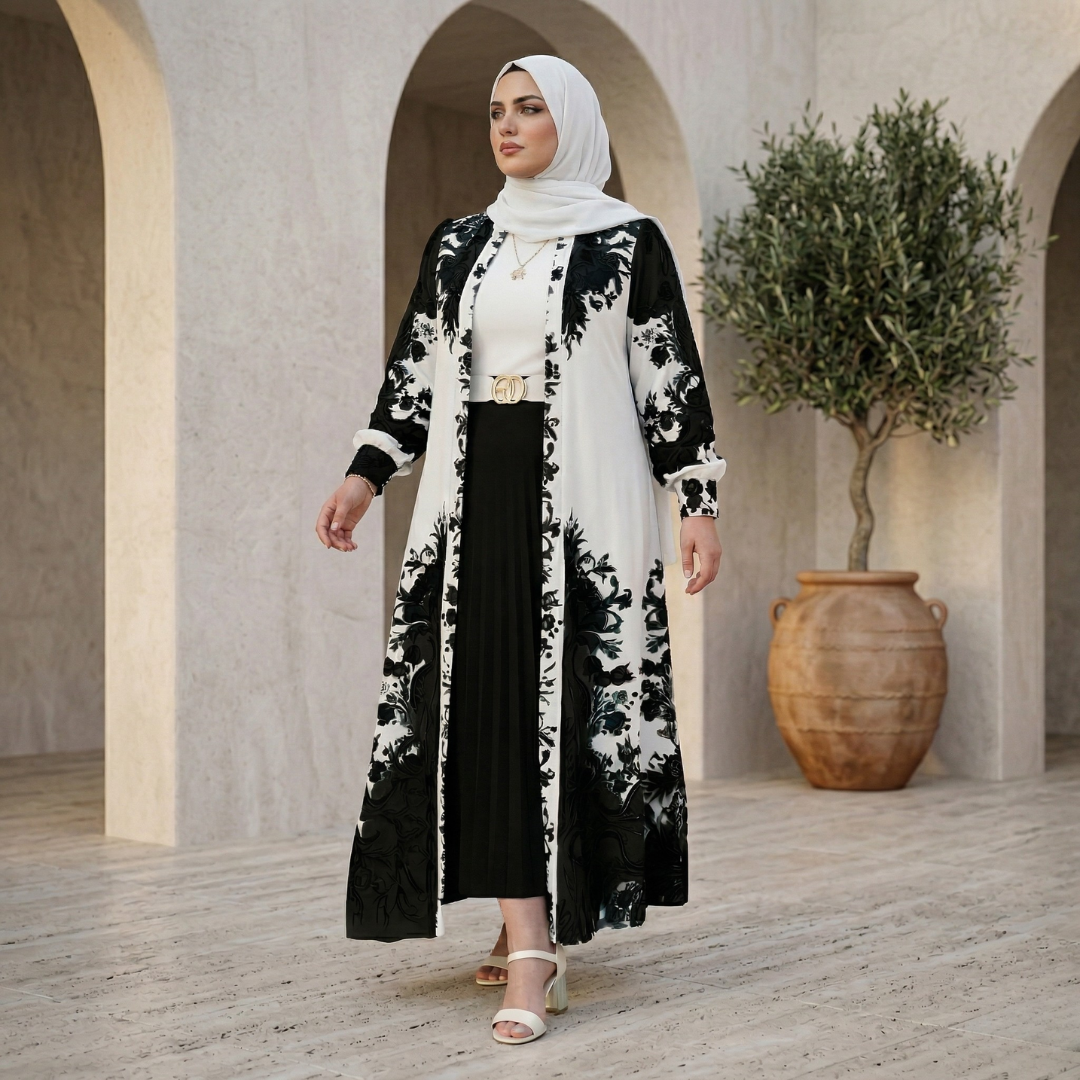 طقم خروج محجبات 4 قطعة حريمى كود 3044