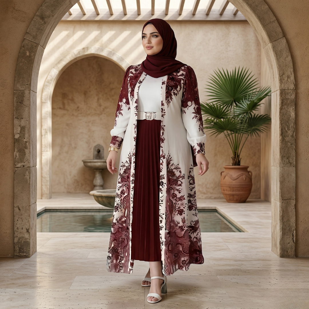 طقم خروج محجبات 4 قطعة حريمى كود 3044