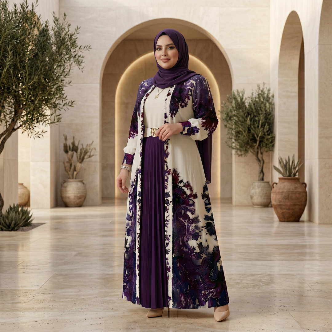طقم خروج محجبات 4 قطعة حريمى كود 3044