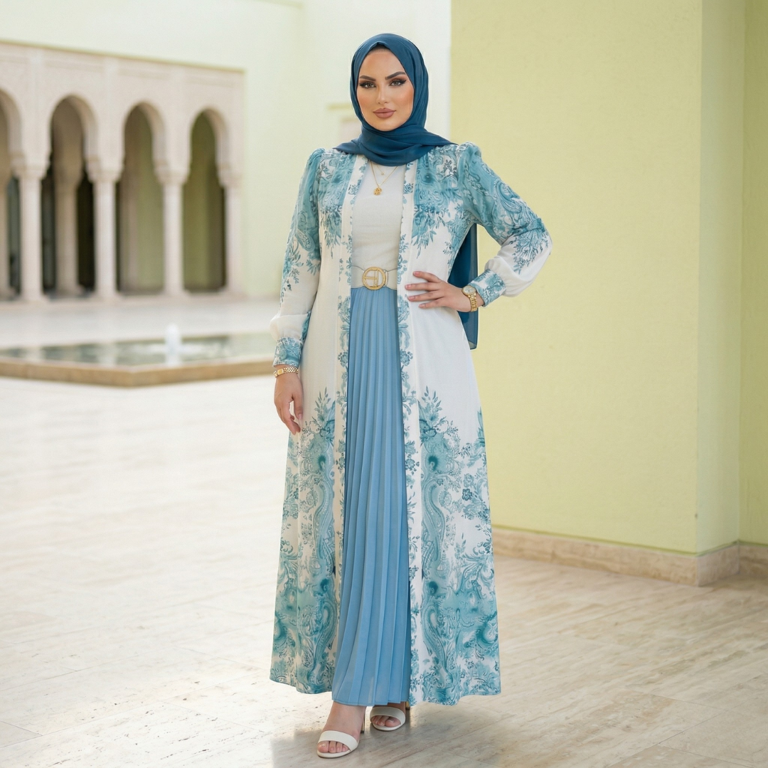 طقم خروج محجبات 4 قطعة حريمى كود 3044