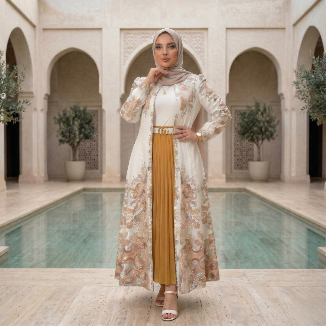 طقم خروج محجبات 4 قطعة حريمى كود 3044