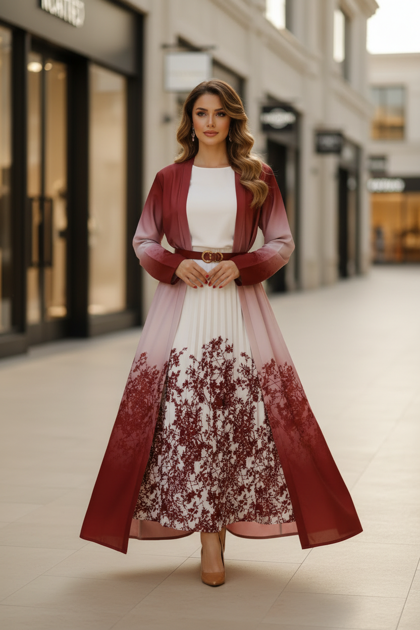 طقم خروج محجبات 4 قطعة حريمى كود 3046