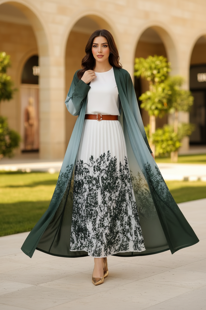 طقم خروج محجبات 4 قطعة حريمى كود 3046
