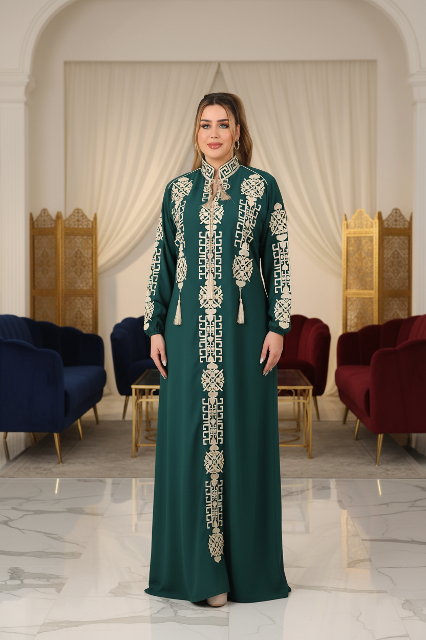 A1043 عبايه استقبال قطن شكل خليجي  كود