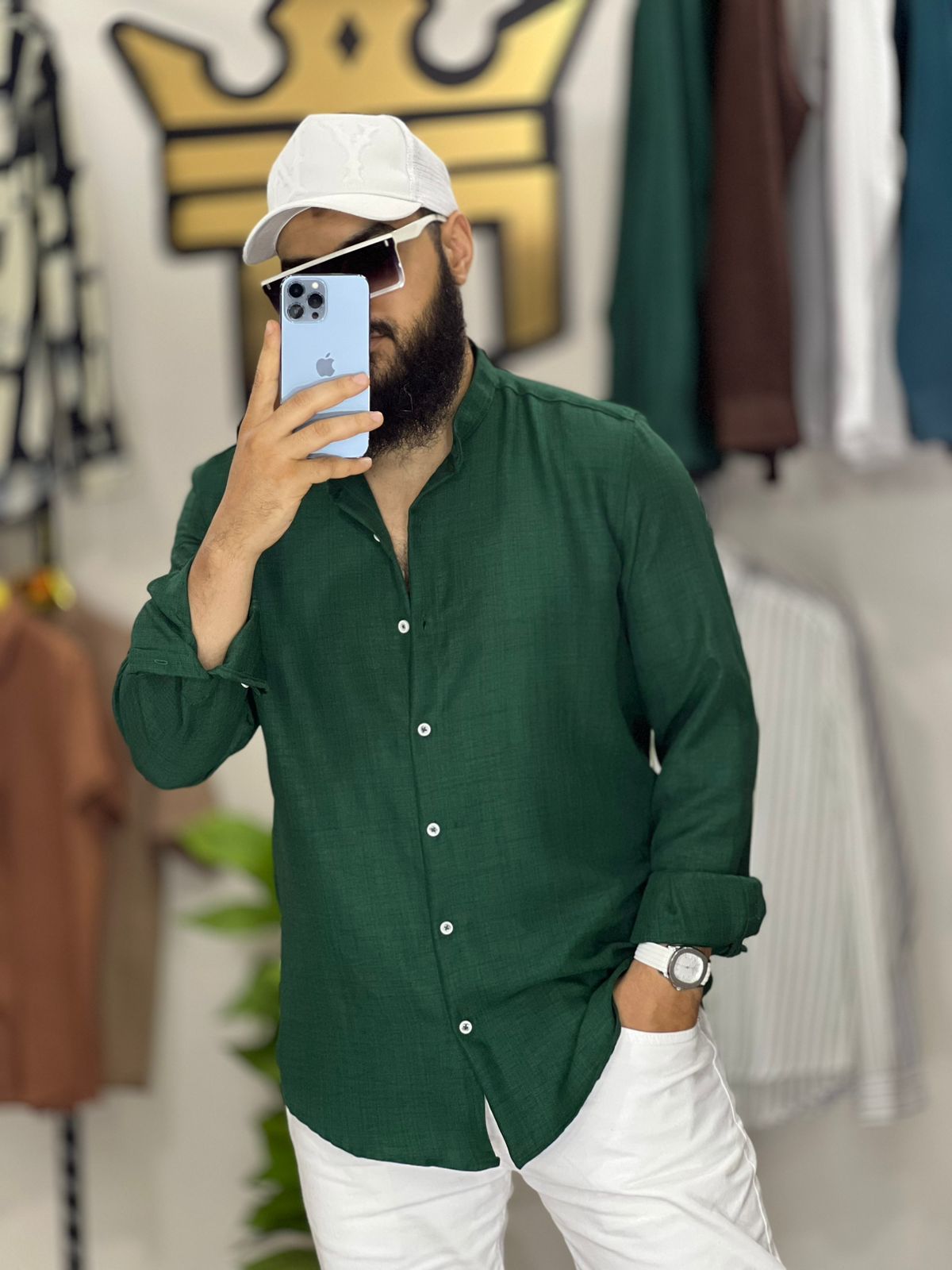 B1200 قميص رجالي كتان