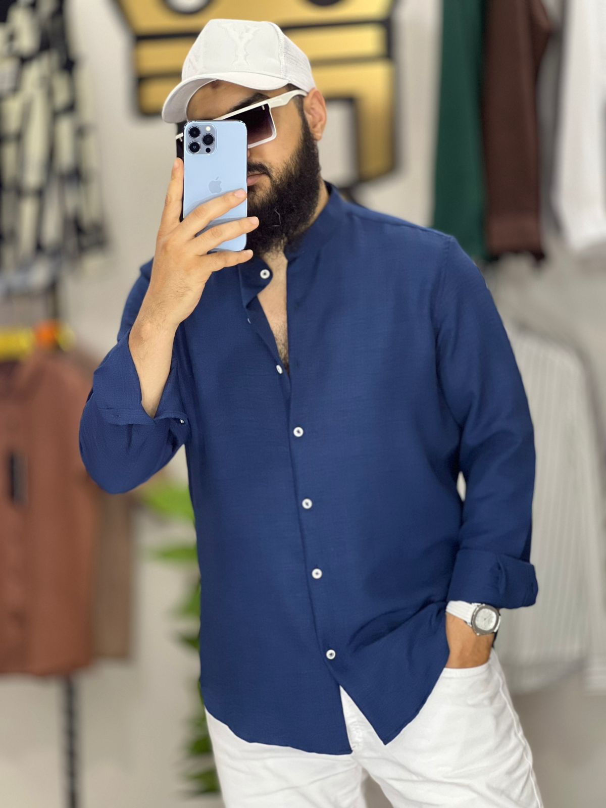 B1200 قميص رجالي كتان